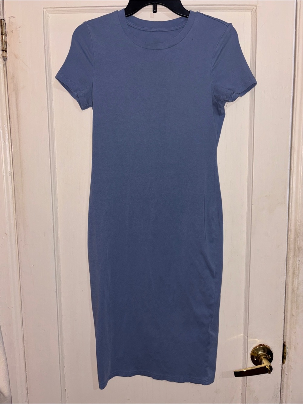 SHEIN Slate Blue Short-Sleeve Midi T-Shirt Dress